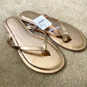 NWT J.Crew Metallic Rose Gold Thong Sandals Flip Flops